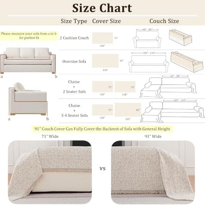 Waterproof Chenille Couch Cover for Dogs - Toffee, Non Slip, 71"x118"