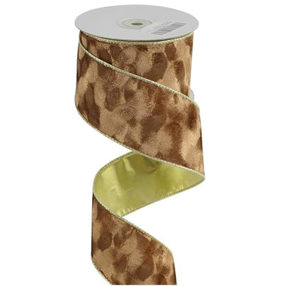 Brown & Gold Velvet Ribbon 2.5 Inch x 10 Yards Wired Christmas Gift Wrap