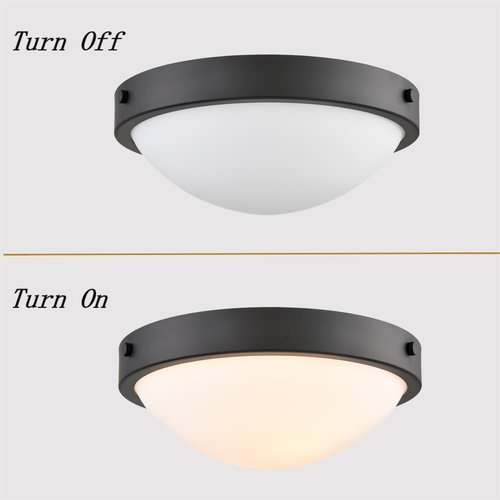 DEYNITE Black Flush Mount Ceiling Light Milk Glass Shade Ceiling Light Fixture Farmhouse 2-Light Modern Black Glass Flush Mount Light for Hallway Kitchen Bedroom Foyer