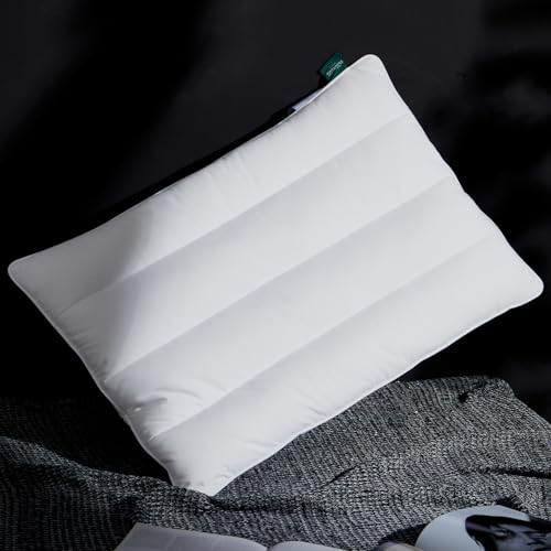 Solid White Goose Feather Pillow 2.5 Inch Thin Support Bed Pillow - 1 Pack