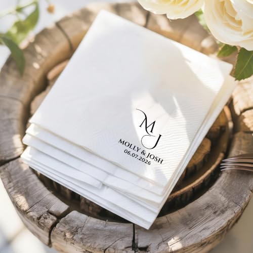 Personalized Wedding Napkins Style 3 - Custom Last Name Cocktail Disposable Party Supplies