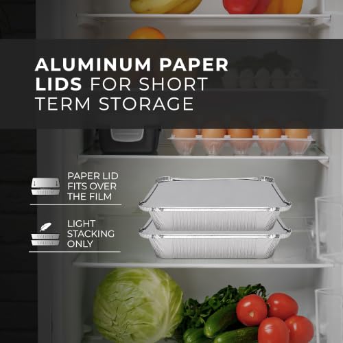 Aluminum Foil Food Containers with Lids 8x6 Inch Pack of 30 - Oven Safe Meal Prep