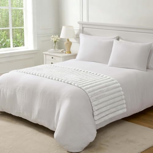 Riverbrook Home Everett Faux Fur Bed Runner - White, 24 x 80 Inches
