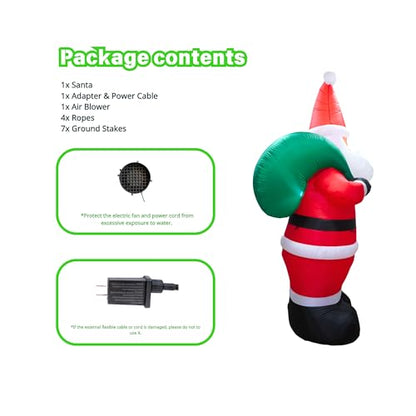 12Ft Inflatable Santa Christmas Yard Decoration with LED Lights Outdoor Holiday Decor