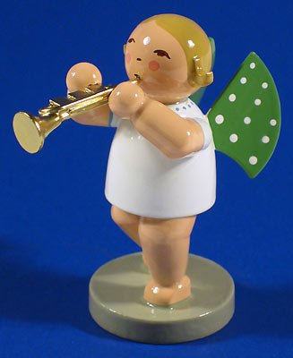 Hand-Painted Angel with Trumpet Figurine - German Craftsmanship, 6 cm