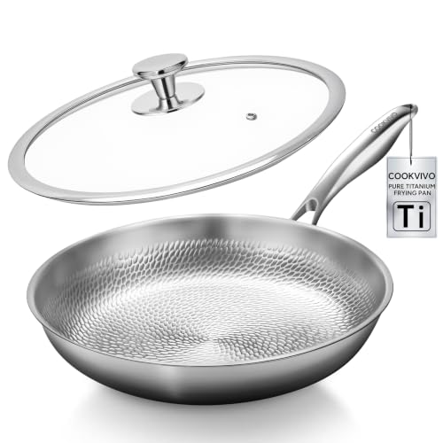 8-Inch Titanium Frying Pan with Lid - Nonstick, Oven Safe, Dishwasher Safe