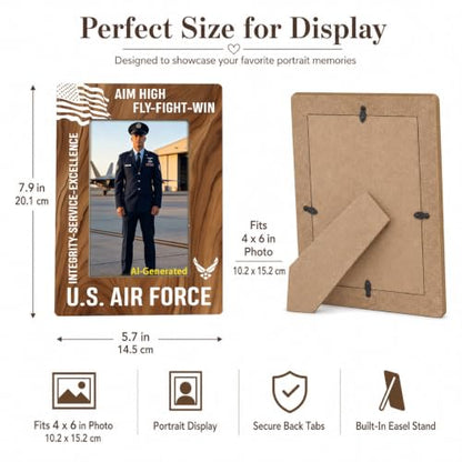 Air Force Picture Frame 5.7x7.9 in, Aim High Service Wooden Photo Frame - Color 05