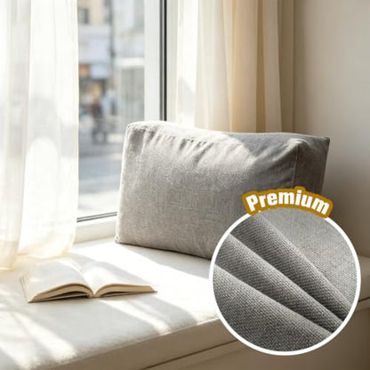 Large Linen Sofa Back Cushion Cover - Khaki 70x50x10cm Replacement Slipcover