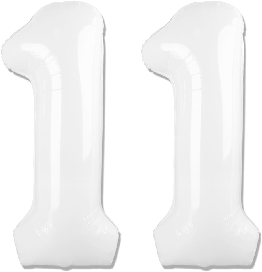 Translucent Number 11 Balloon - 40 Inch White Birthday Decoration for 11th Year Party Supplies