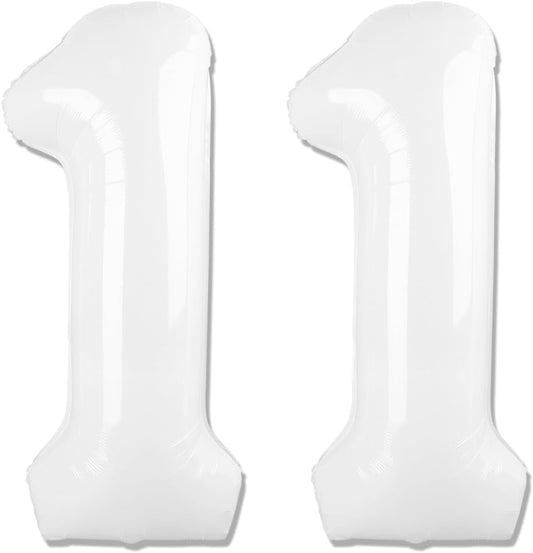 Translucent Number 11 Balloon - 40 Inch White Birthday Decoration for 11th Year Party Supplies