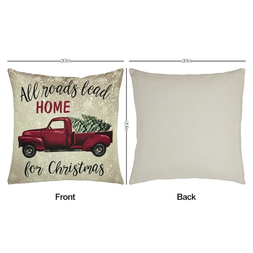 Christmas Farm Pillow Cover Set of 2 - 20x20 Inches Rustic Holiday Decor - Variation of THIS listing