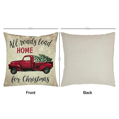 Christmas Farm Pillow Cover Set of 2 - 20x20 Inches Rustic Holiday Decor - Variation of THIS listing