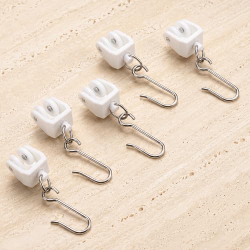 30PCS Curtain Track Rollers & Hooks Set White - Flexible & Durable Home Hardware