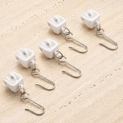 30PCS Curtain Track Rollers & Hooks Set White - Flexible & Durable Home Hardware