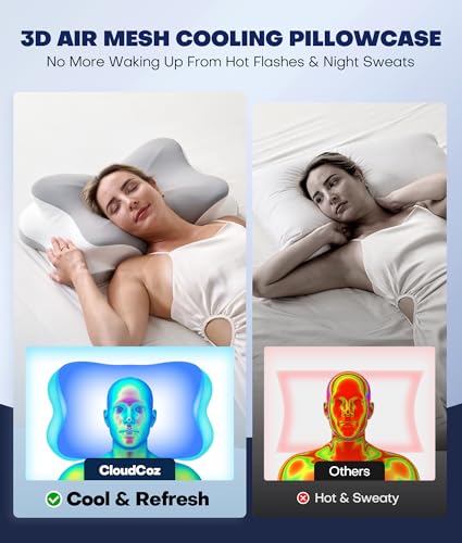 CloudCoz Mist Gray Cervical Neck Pillow with Graphene Support for Deep Sleep & Pain Relief