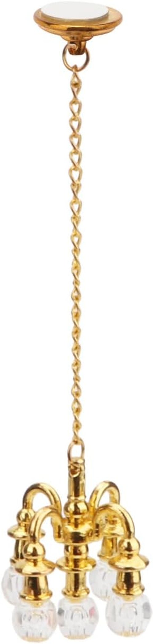 Chrystaline Miniature Chandelier by Dollhouse | 1:12 Scale Luxury 5-Head Pendant Light - Golden Finish