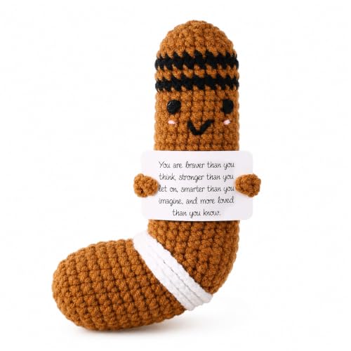 Hockey Crochet Doll - Handmade Positive Energy Gift, Brown