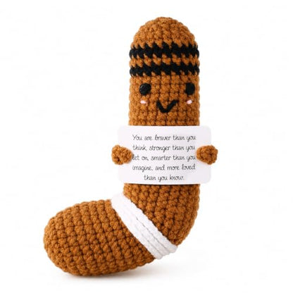 Hockey Crochet Doll - Handmade Positive Energy Gift, Brown