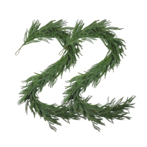 Real Touch 6ft Christmas Cedar Garland with Pinecones - Indoor Outdoor Decor