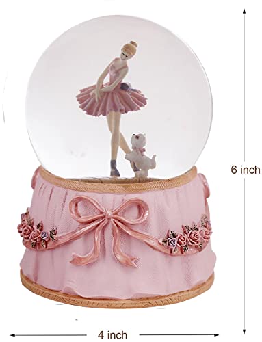 Ballerina Snow Globe with Swan Lake Tune - Dancer with Puppy Variation