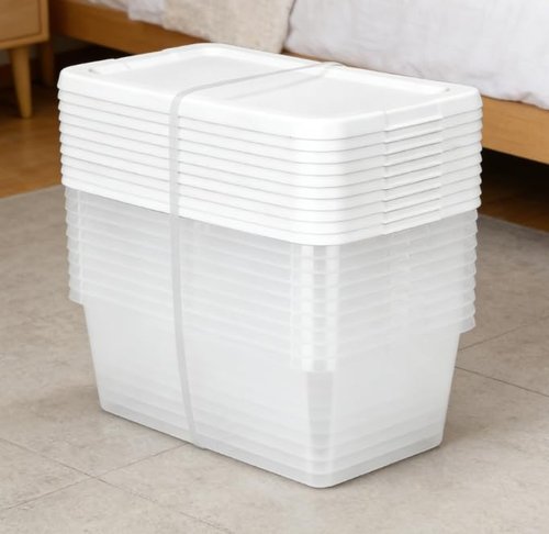Clear Storage Boxes by [Brand Name] - 10-Pack of 6 Quart Durable Plastic with Snap-On Lids | Modern White Design for Bedroom Organization