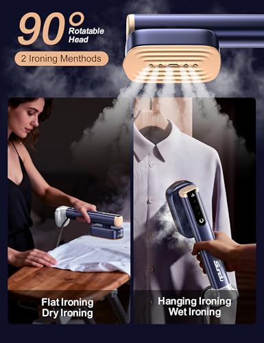 Travel Clothes Steamer with Dual Water Tanks - 180ml + 100ml, Wrinkle Removal, Royal Blue