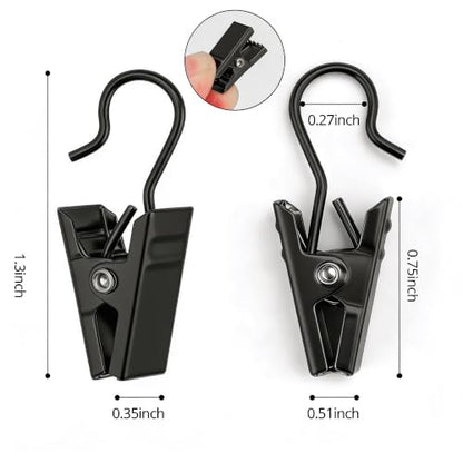Small Curtain Clips Hooks for Hanging String Lights - Black, 60 Pack