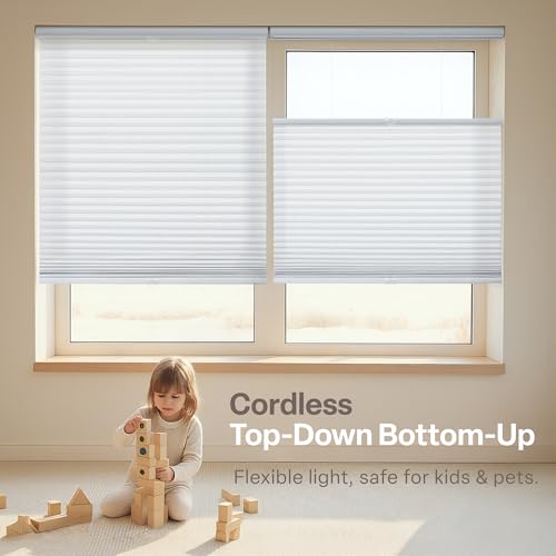 Light Filtering Top Down Bottom Up Cellular Shades - White, 35 x 48 in (Variation: White / 35"W x 48"H)