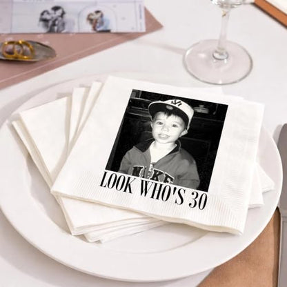 Custom 30th Birthday Napkins - Cheers to 30 Years Photo Design 5
