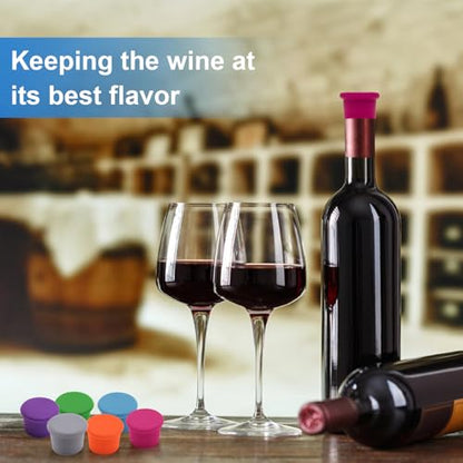 Colorful Silicone Wine Stoppers Set - Reusable Bottle Seals for Wine & Champagne