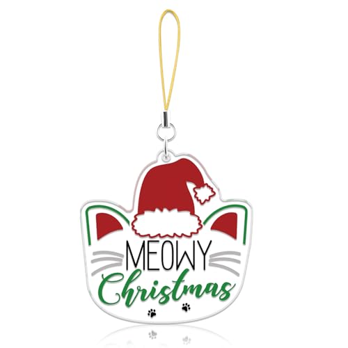 Christmas Cat Ornament Gifts for Women Acrylic White - Purrfect Holiday Decor
