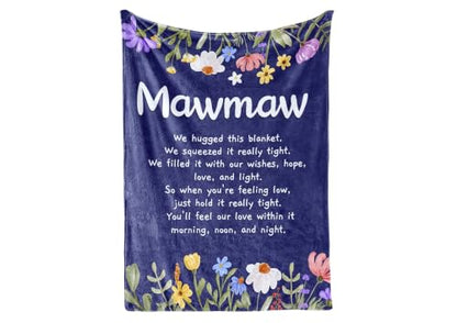 50x65 Inch Blue Flowers Flannel Throw Blanket for Mawmaw Gifts