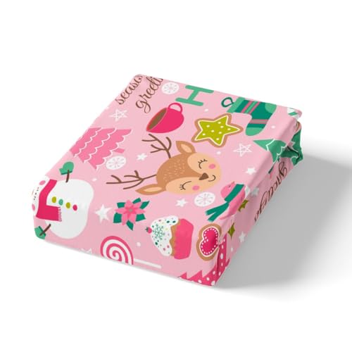 Kids King Christmas Tree Sheet Set Pink Deep Pocket - Holiday Bedding