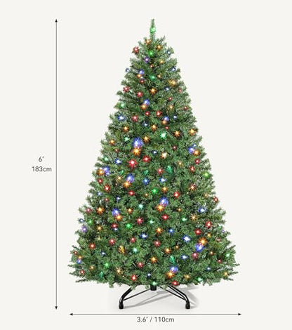 Green 6ft Pre-Lit Artificial Christmas Tree with 1000 Tips & 250 LED Lights