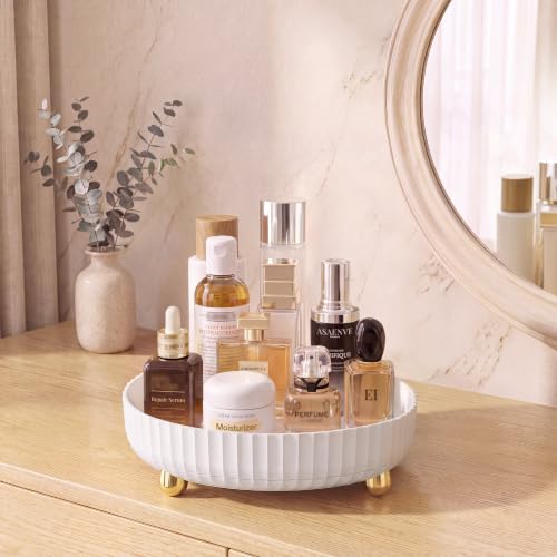 Niunuerga White Rotating Makeup Organizer - Perfume & Skincare Vanity Tray