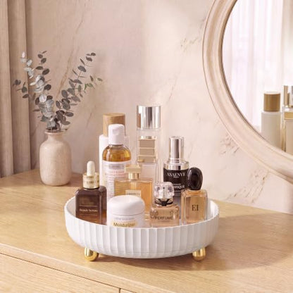 Niunuerga White Rotating Makeup Organizer - Perfume & Skincare Vanity Tray