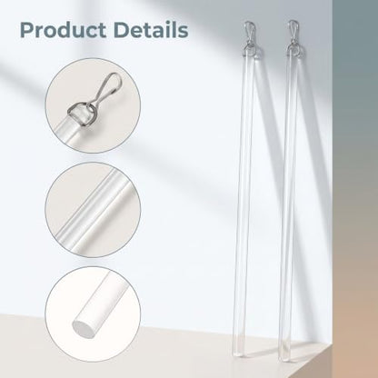 2 Pack 17-Inch Clear Curtain Pull Wand with Hook for Window Blinds