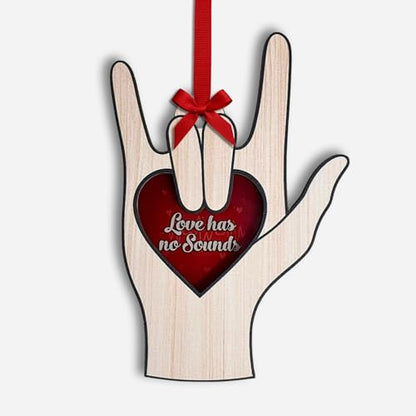 Sign Language Ornament - I Love You Hand Sign Christmas Decor, Wooden & Acrylic, Holiday Gift