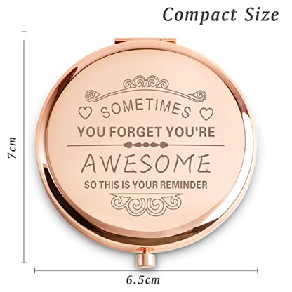You Are Awesome Compact Mirror - Personalized Inspirational Gift for Women Girls - Graduation, Birthday, Mother's Day