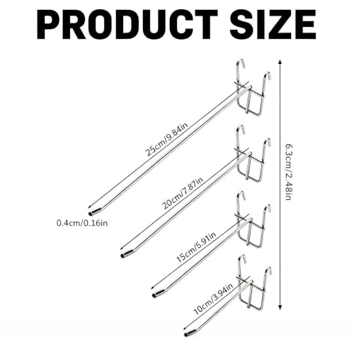 Heavy Duty Wire Shelf Hooks - Silver Metal Wall Mount Organizer, 4 Pack