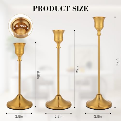 Brass Gold Candlestick Holders Set of 6 Taper Candle Holders for Halloween Christmas Home Decor
