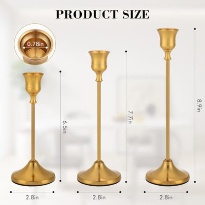 Brass Gold Candlestick Holders Set of 6 Taper Candle Holders for Halloween Christmas Home Decor