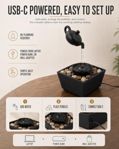 Floating Illusion Teapot Water Fountain Decor - Gold
