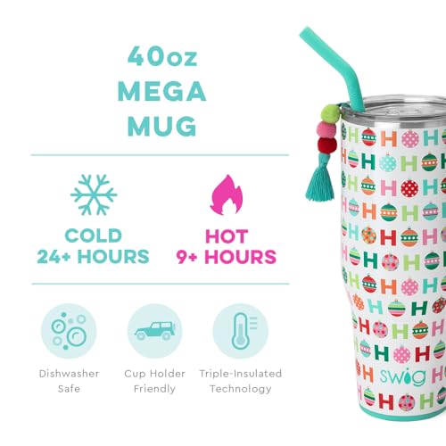 40oz Insulated Travel Mug with Handle and Straw - Large Stainless Steel Tumbler