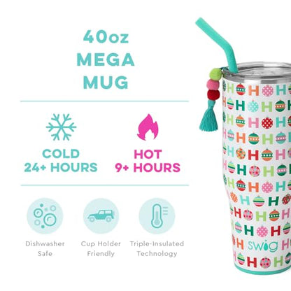 40oz Insulated Travel Mug with Handle and Straw - Large Stainless Steel Tumbler