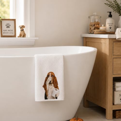 Funny Basset Hound Hand Towel with Dog Bathroom Decor - Color 10