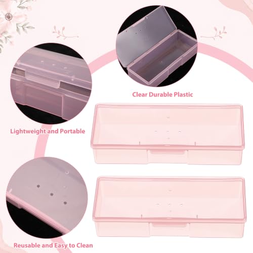 Pink Manicure Nail Tool Storage Box Set - Compact Clear Organizer for Salon & Home