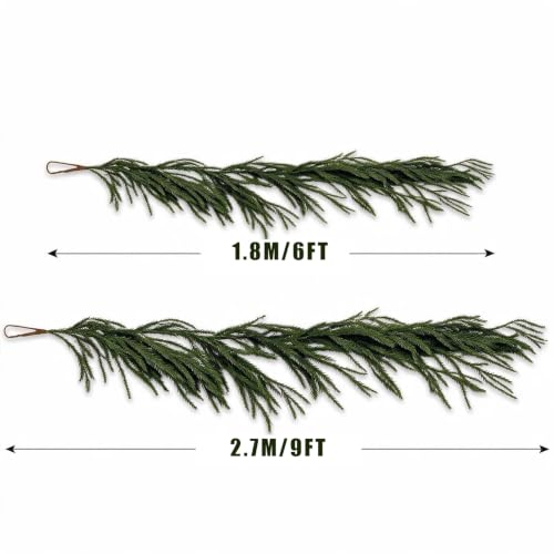 6Ft Artificial Norfolk Pine Garland - Outdoor Real Touch Christmas Decor - Pine Garland - 6ft -1
