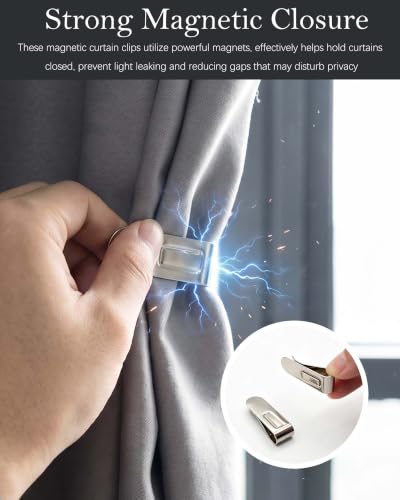 6 Pack Magnetic Curtain Clips - Detachable Metal Window Closure Clips