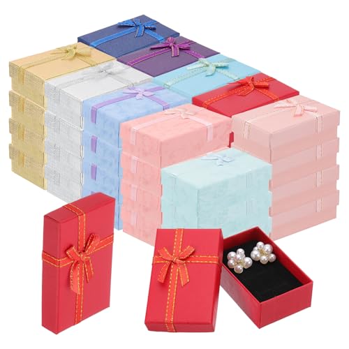 120 Pcs Jewelry Gift Boxes with Lid Ribbon Small Packaging Gift Box Set
